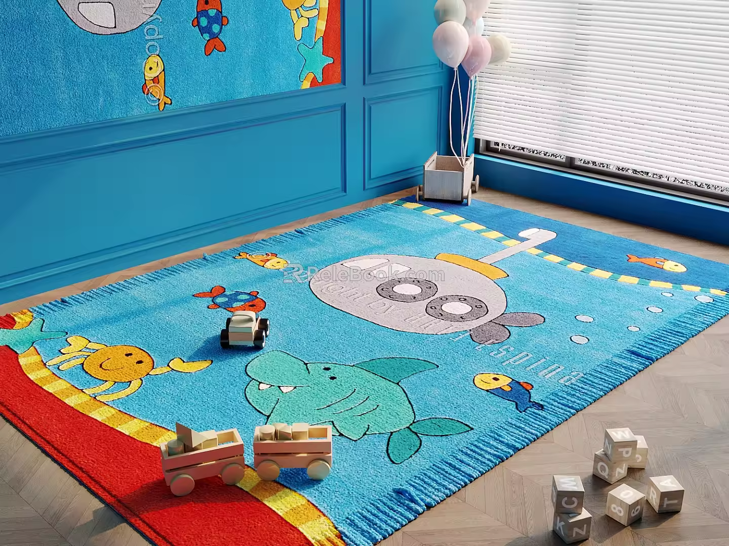 Modern Children Carpet Color Carpet Art Carpet 3d model