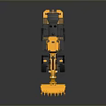 Yellow Heavy Duty Loader with Large Front Bucket and Black Tires on Reflective Surface