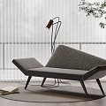 Modern Leisure Chair Ergonomic Design with Floor Lamp Round Rug Books Window Blinds Plant