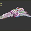 Futuristic Sci Fi Spaceship 3D Model With Silver Body Purple Engines And Aerodynamic Design