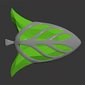 Shiny Leaf Shaped Decorative Household Item with Green Transparent Sections and Silver Frame