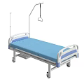 Adjustable Medical Beds With Blue Mattresses Wheels And Side Rails For Hospital Use