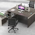 Modern Office Desk With Computer Monitor Keyboard Mouse Notebook And Storage Drawers