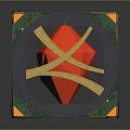 Intricate Geometric Cube Structure With Green Orange Accents Gray Frame And Red Core