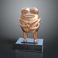 Golden Frog Sculpture Decorative Furniture With Crossed Hands And Black Base