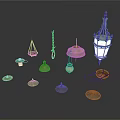 Diverse Lighting Fixture Set With Various Pendant Lamps Wall Lights And Decorative Designs