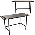 Modern Home Office Desk With Wooden Top And Black Metal Frame Design