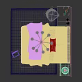 Modern Double Bed Bedroom With Nightstands Lamps Chandelier And Striped Rug