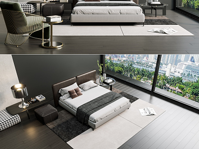 Modern Minotti Background Double Bed model