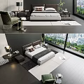 Modern Minotti Background Double Bed 3d model