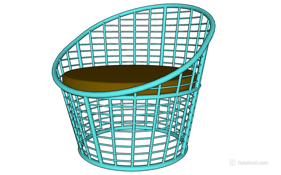 Modern Blue Grid Landscape Seat Featuring Brown Cushion For Outdoor Areas 3d model 