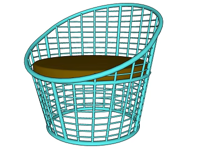 Modern Blue Grid Landscape Seat Featuring Brown Cushion For Outdoor Areas 3d model