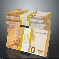 Stacked 500 Euro Banknotes Bundled with Yellow Tape as Household Decor Items