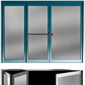 Modern Casement Windows With Red Blue Gray Frames And Open Sashes 3d model