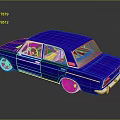 Vintage Blue Sedan With Pink Wheels Classic Design And Smooth Exterior