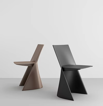 Modern Brown And Black Leisure Chairs With Unique Slanted Backrest Design 3d model