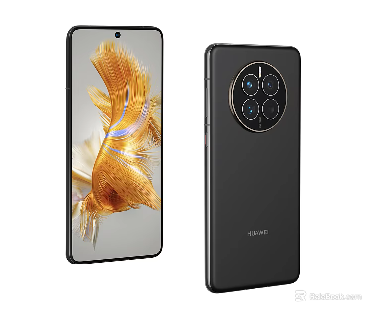 Huawei Sleek Black Smartphone With Golden Feather Front Design And Triple Camera Setup 3d model 