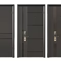 Black Security Doors With Modern Panel Designs Three Different Styles And Metal Handles 3d model