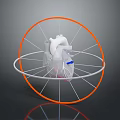 Advanced Cardiac Medical Device With 3D Heart Model And Circular Support Frame