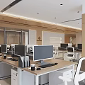 Modern Public Office Space With Open Layout Desks Computers Large Windows And Green Plants