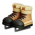 Stylish Yellow And Black Ice Skates With Black Laces And Metal Blades