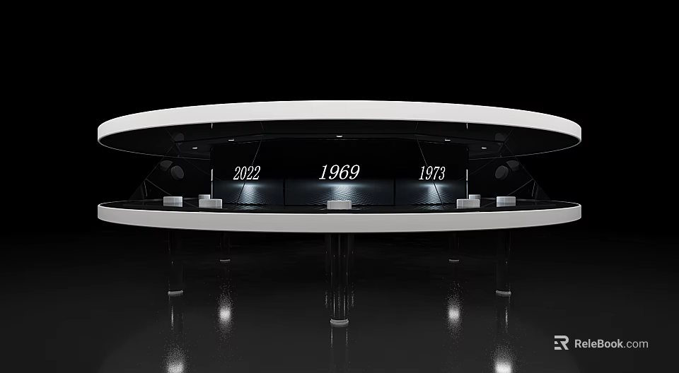 Modern Circular Display Stand With Illuminated 2022 1969 1978 Numbers 3d model