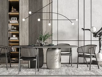 Modern Dining Table and Chair Combination 3d model