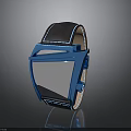 Electronic Watch With Modern Square Dial Silver Case And Blue Leather Strap