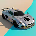Silver Sports Car With Sleek Aerodynamic Design Yellow Stripe Accents And Black Wheels