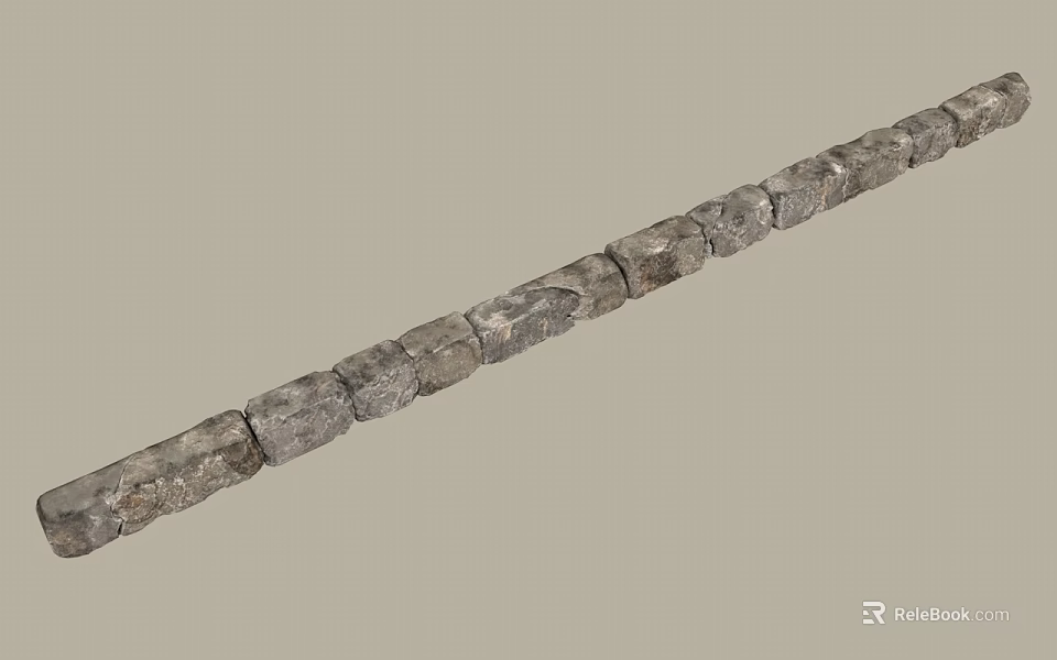 Decorative Stone Ornament Set Long Strip Design With Gray Textured Blocks For Home Decor Accent 3d model 
