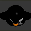 Toy Penguin Character With Black White Body Orange Beak And Feet On Dark Background