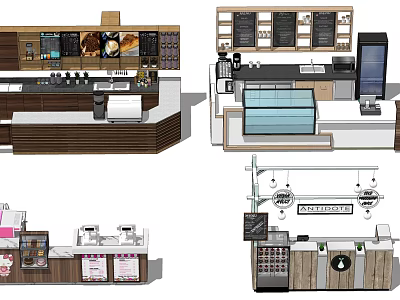 Modern Reception Desk Design With Wooden Counter Display Shelves And Functional Layout 3d model