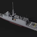 Modern Warship With Gray Hull Red Bottom Upper Structure And Mast