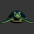 Cute Blue Shell Turtle With Green Head Limbs And Spiral Patterns 3d model