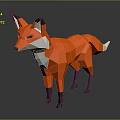 Orange Low Poly Fox 3D Model With Black Ears Legs And White Tail Tip