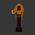 Orange And Black Striped Gun Design With Caution And Warning Labels 3d model