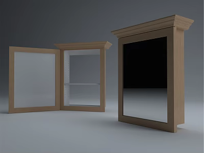 Wooden Framed Mirrors With Open And Closed Designs For Home 3d model