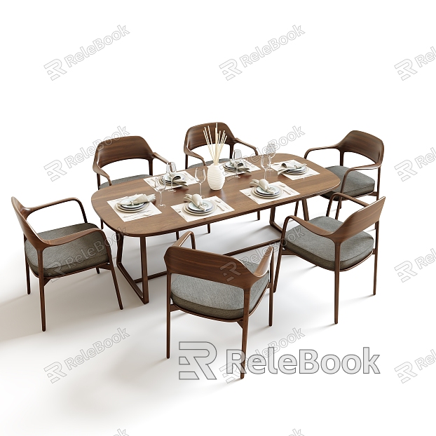 Dining table and chair combination model