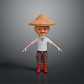 Man In Conical Hat With White Beard Wearing White Shirt Brown Shorts And Red Boots