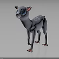 Cute 3D Rendered Fawn with Gray Body Big Blue Eyes Pink Paws and White Spots