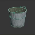Vintage Metal Bucket With Handle Worn Texture And Green Interior As Practical Household Item