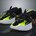 BALMAIN Black And Neon Yellow Sneakers With Black Laces White Chunky Sole And Streamlined Design