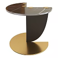 Round Marble Top Side Table with Black and Gold Curved Base Design 3d model