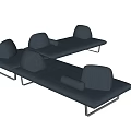 Modern Gray Multi Person Sofa With Multiple Cushions And Metal Frame Design 3d model