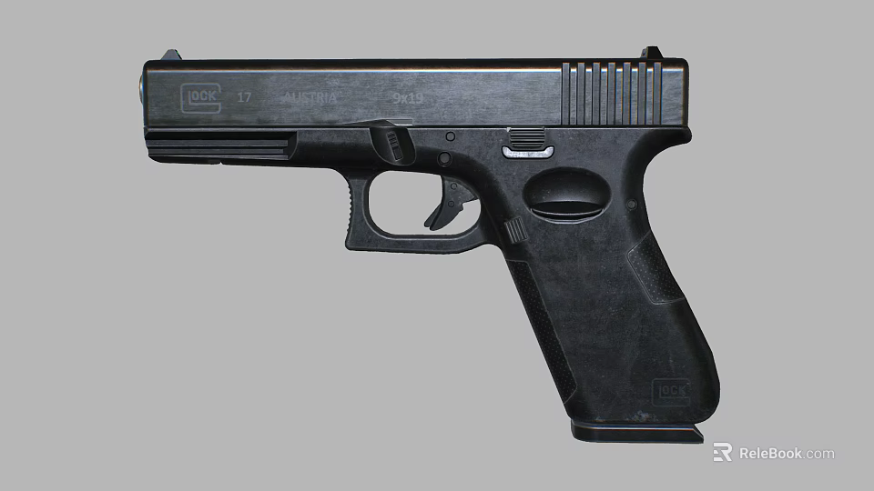 Glock 17 Black Pistol Featuring Grip Slide And Made In Austria Design 3d model 