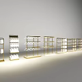 Modern Display Shelves With Metal Frame And Multiple White Shelves For Retail