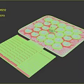 Blue Geometric Mat With Hexagonal Patterns And Rectangular Section Design Details 3d model