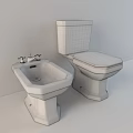 White Modern Toilet And Bidet With Technical Drawings Showing Dimensions