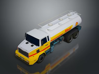 Yellow And White Tanker Truck With Shell Logo Functional Vehicle Design 3d model