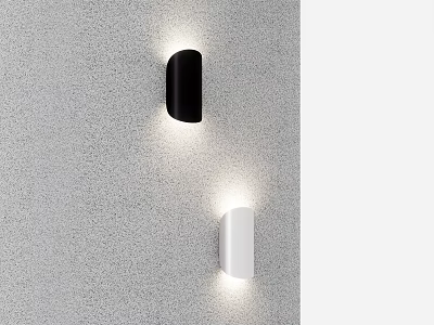 Unique Shaped Wall Sconces Black and White Illuminated Mounted on Gray Wall 3d model